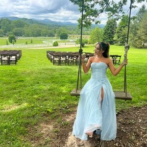REVERLY Nicola Tulle Dress in Sky Blue